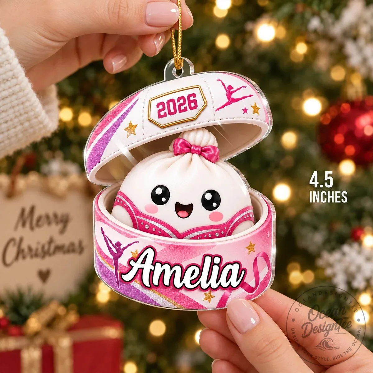 Personalized Gymnastics Dumpling Ornament - Custom Name Christmas Tree Decoration 24 Personalized Gymnastics Dumpling Ornament - Custom Name Christmas Tree Decoration
