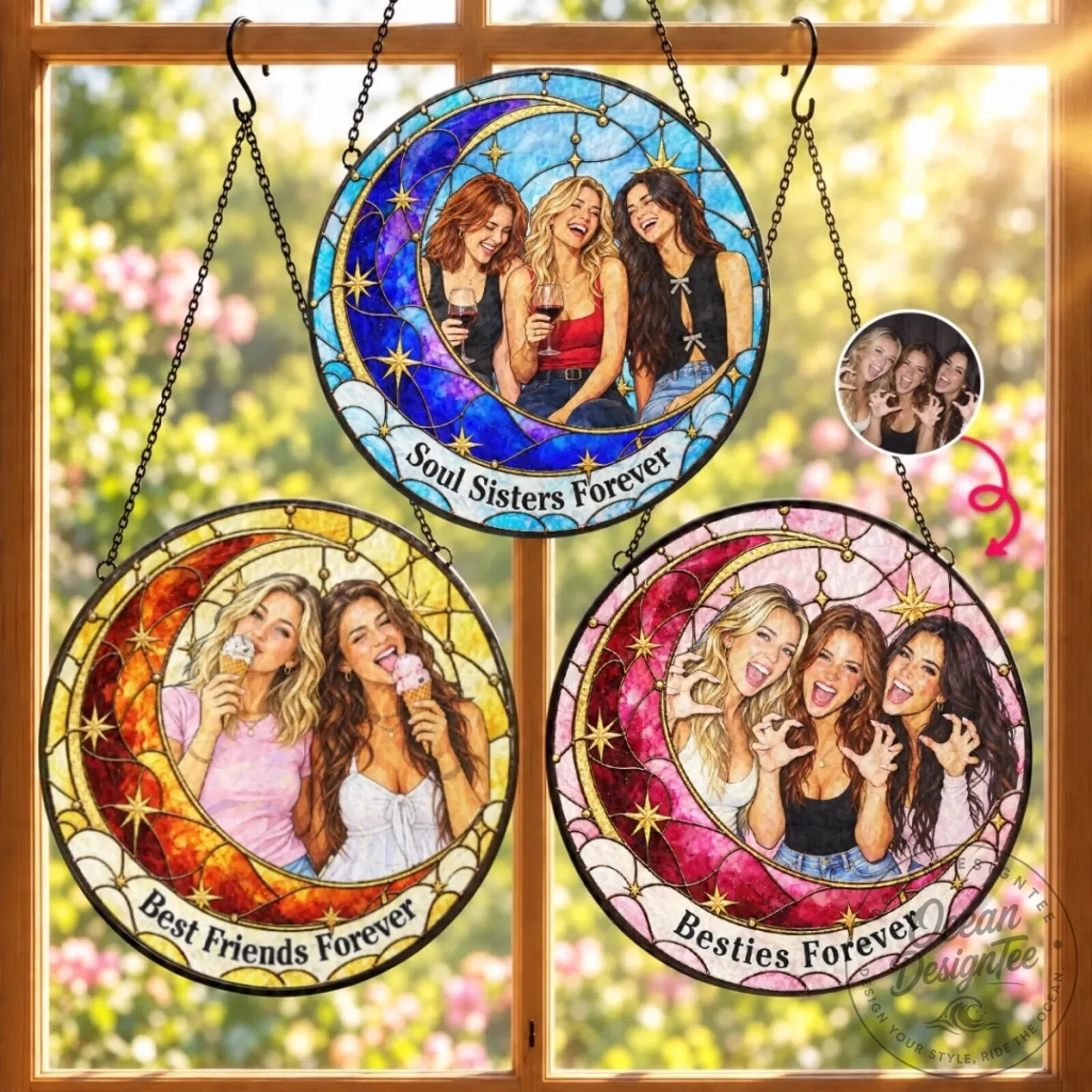 Personalized Best Friends Forever Stained Glass Window Hanging Suncatcher