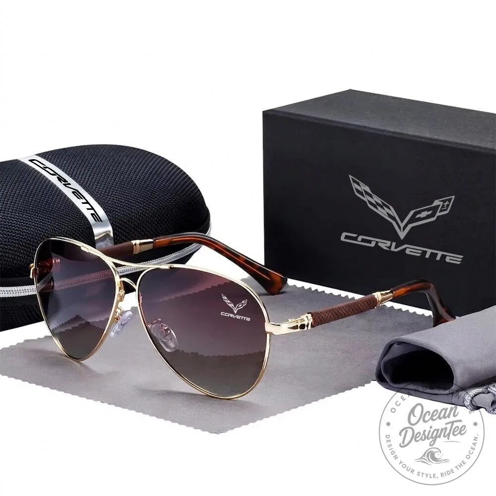 Corvette C8 Stingray Gold Frame Polarized Aviator Sunglasses with Case 13 Corvette C8 Stingray Gold Frame Polarized Aviator Sunglasses with Case