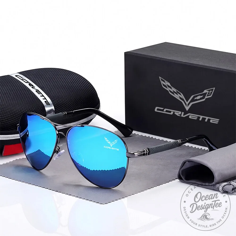 Corvette C8 Stingray Gold Frame Polarized Aviator Sunglasses with Case 16 Corvette C8 Stingray Gold Frame Polarized Aviator Sunglasses with Case