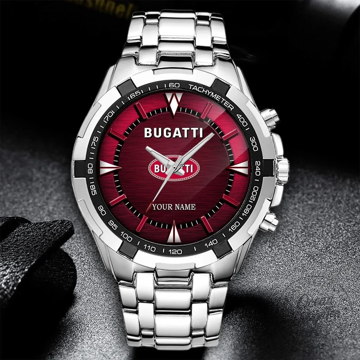 Bugatti Custom Name Elegant Fashion Design Stainless Steel Watch