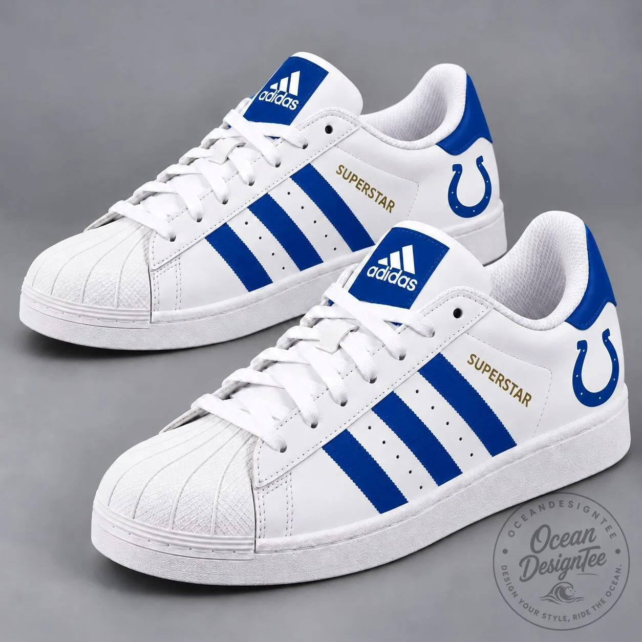 Indianapolis Colts National Football League Team Logo White Superstar Shoes