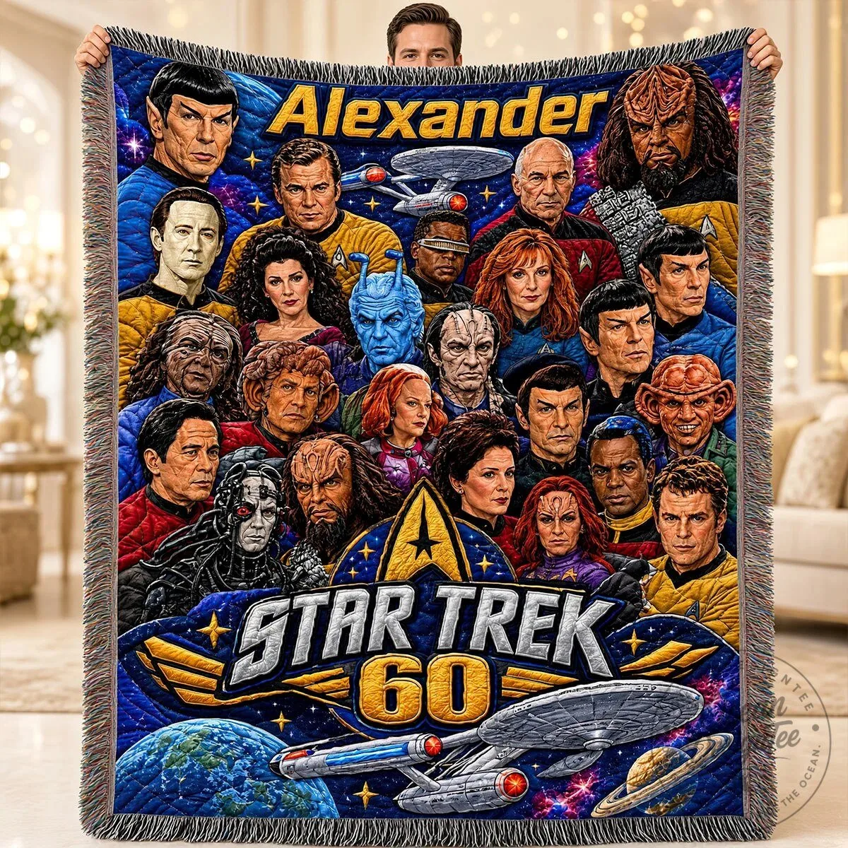 Star Trek 60th Anniversary Personalized Woven Blanket for Sci-Fi Fans