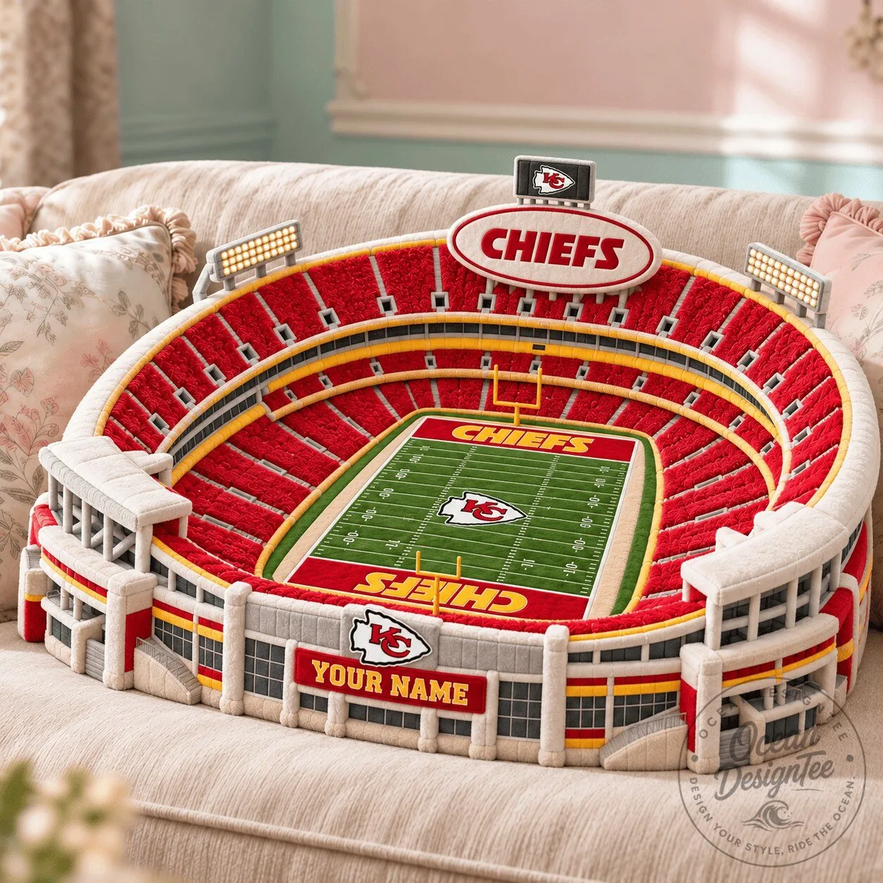 Kansas City Chiefs Arrowhead Stadium Shaped Decorative Pillow