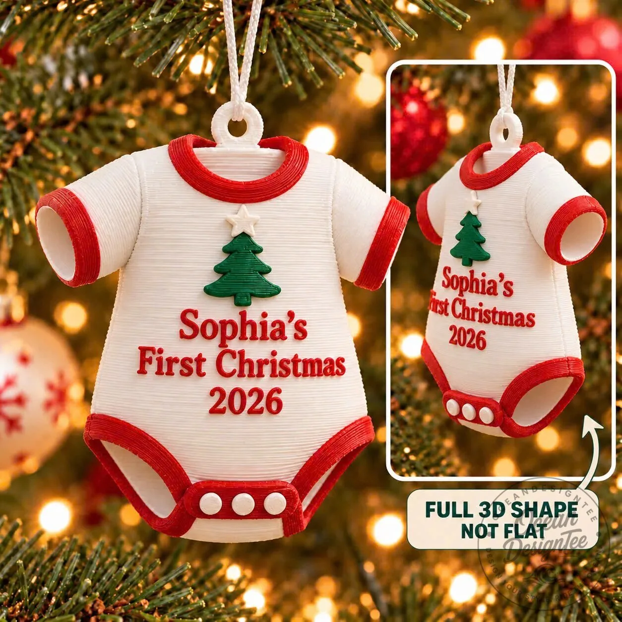 Personalized Baby's First Christmas Ornament 2026 with Custom Name and Tree