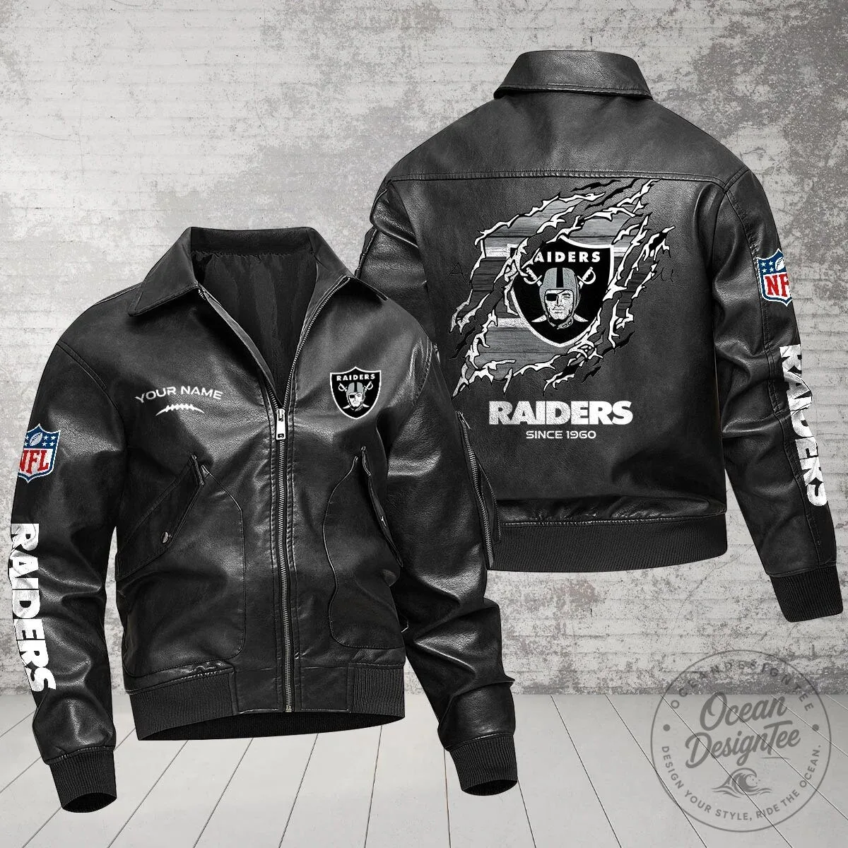 Las Vegas Raiders Personalized Black Leather Jacket
