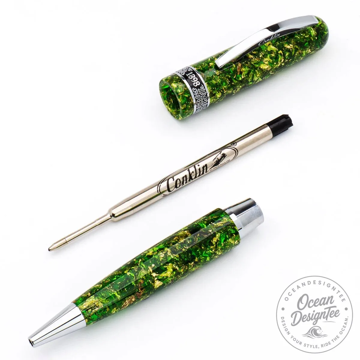 Conklin 1898 Collection Solaris Green Ballpoint Pen with Chrome Trim