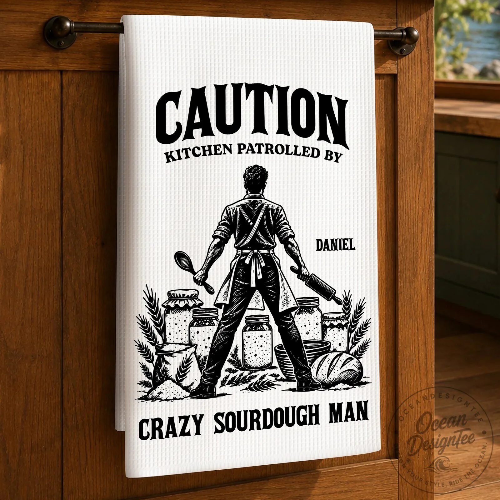Personalized Crazy Sourdough Lady Kitchen Towel with Custom Name 10 Personalized Crazy Sourdough Lady Kitchen Towel with Custom Name