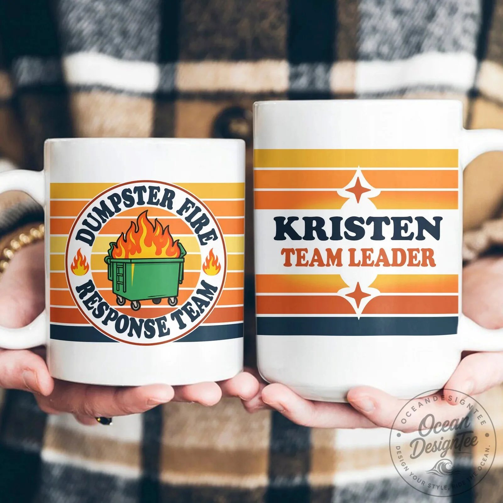 Personalized Dumpster Fire Response Team Retro Striped Coffee Mug 11 Personalized Dumpster Fire Response Team Retro Striped Coffee Mug
