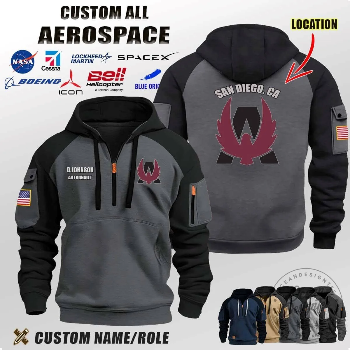 NASA Washington D.C. Astronaut Half-Zip Pullover Hoodie 10 NASA Washington D.C. Astronaut Half-Zip Pullover Hoodie