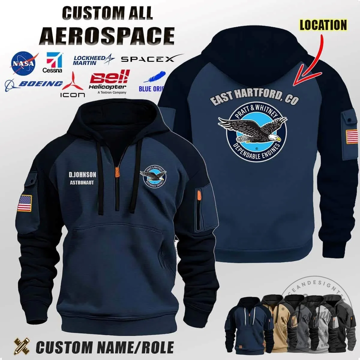 NASA Washington D.C. Astronaut Half-Zip Pullover Hoodie 12 NASA Washington D.C. Astronaut Half-Zip Pullover Hoodie