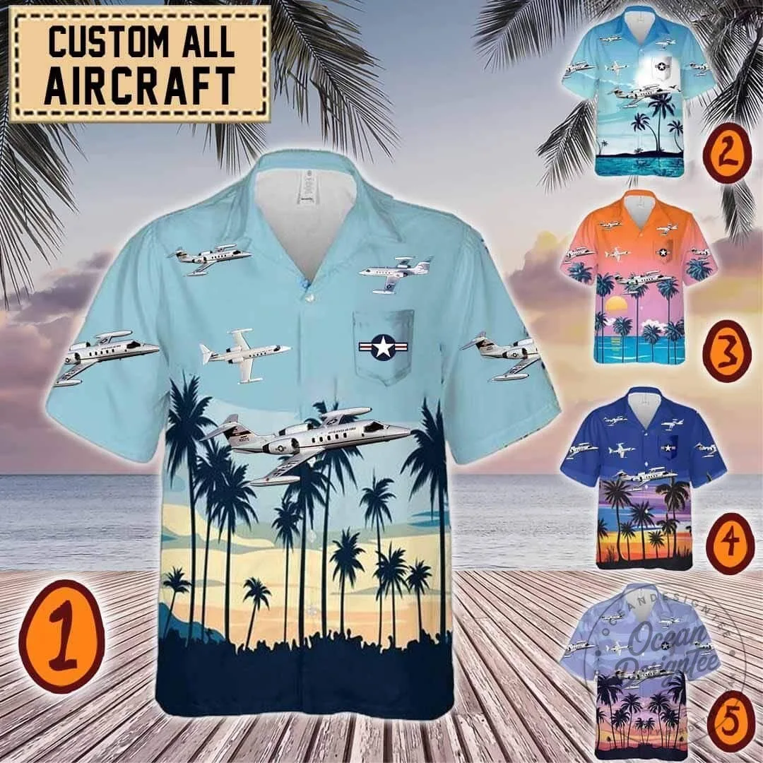 US Air Force C-21 Learjet Military Aircraft Tropical Hawaiian Shirt