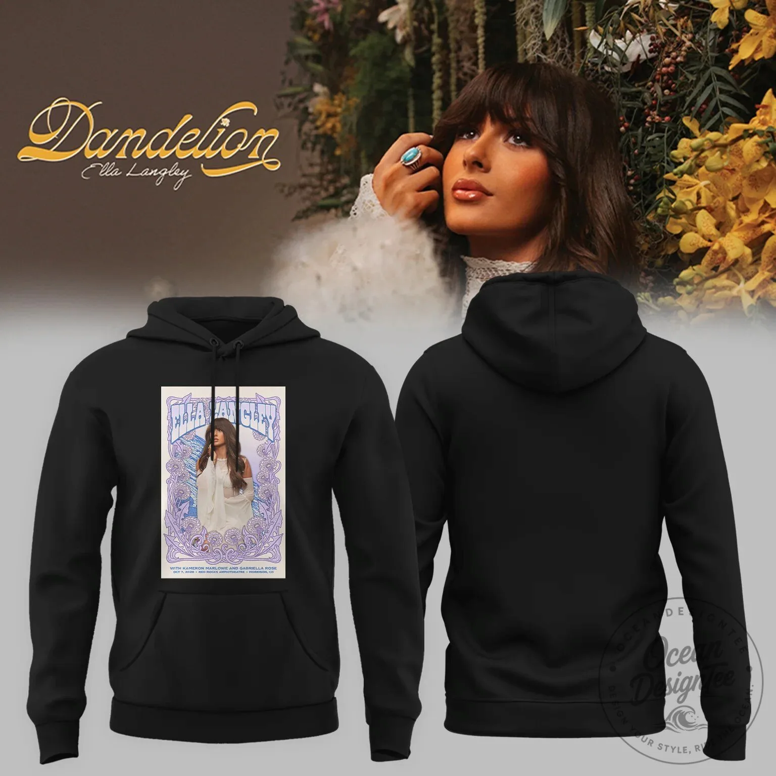 Ella Langley Dandelion Concert Poster Black Hoodie