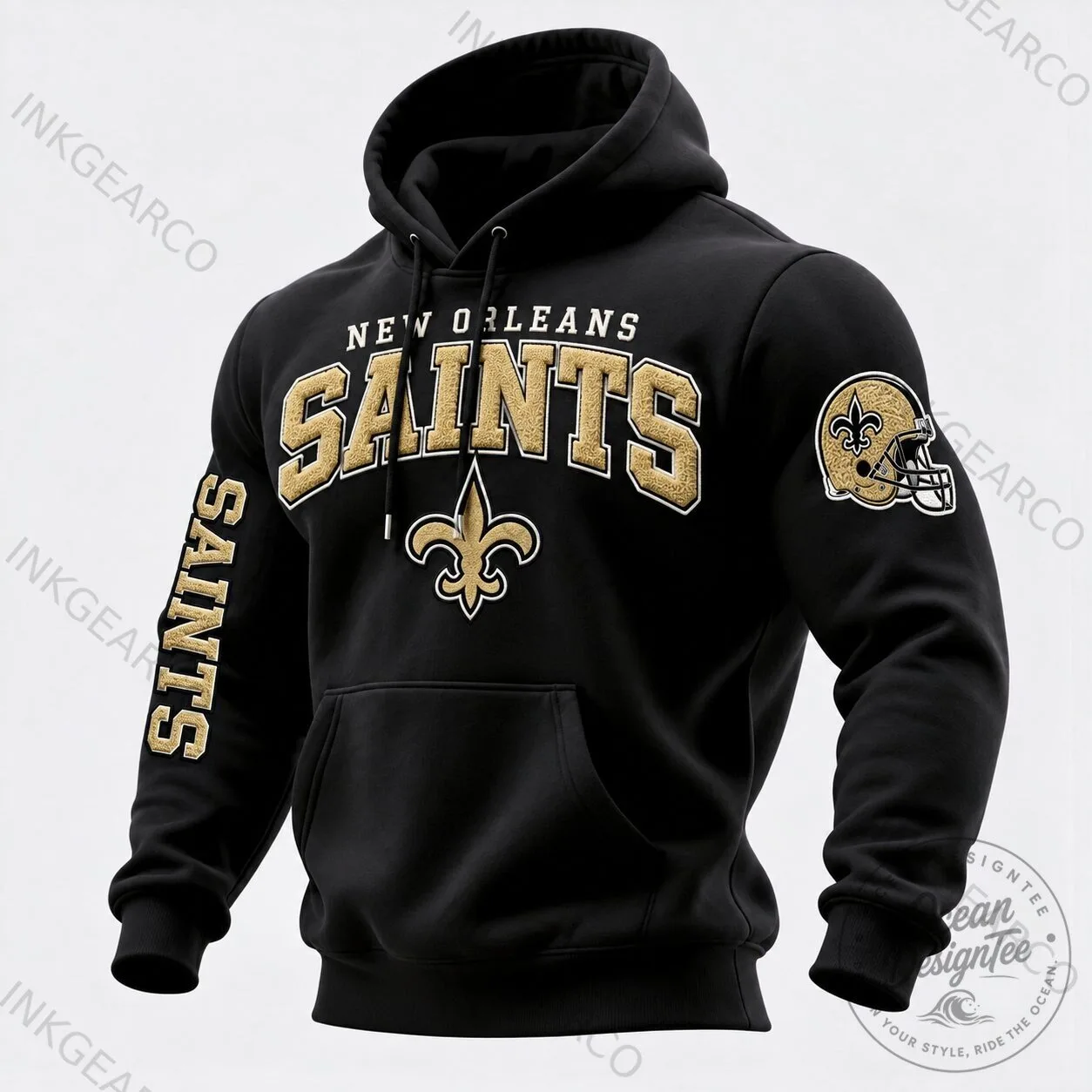 New Orleans Saints Football Team Black and Gold Fan Apparel Hoodie