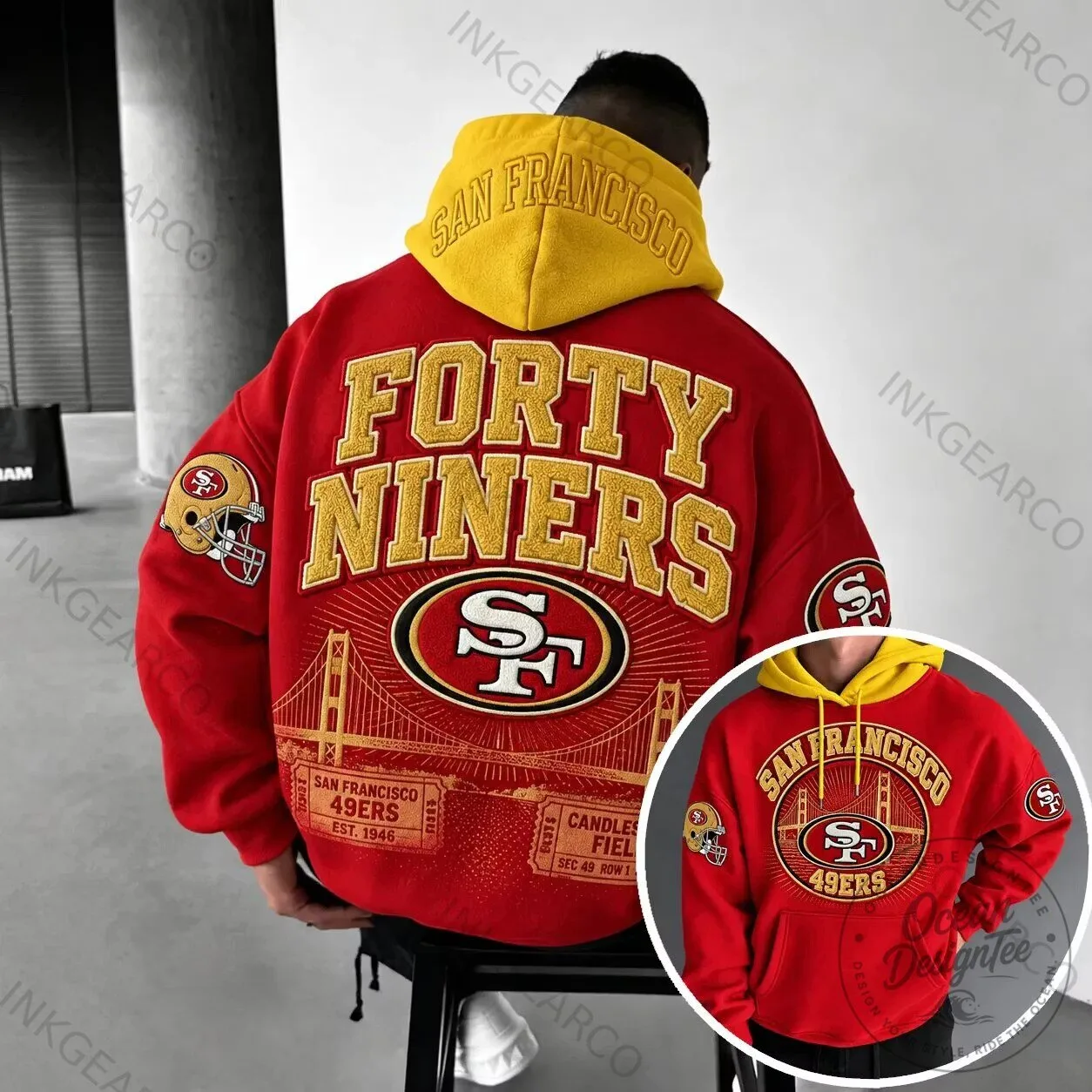 NFL Hoodie featuring the Golden Gate Bridge and the San Francisco 49ers Team