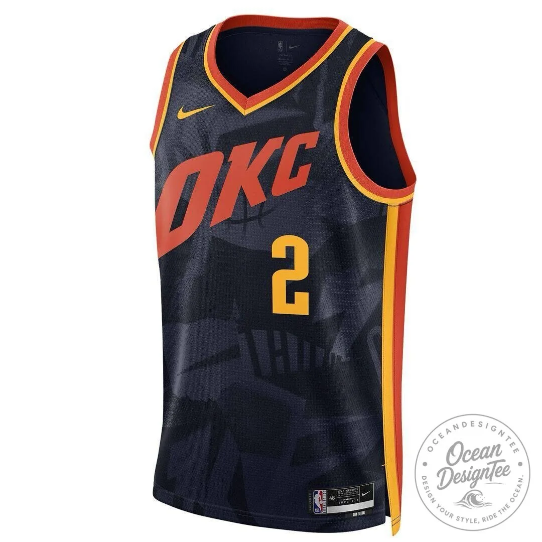 Oklahoma City Thunder Shai Gilgeous-Alexander Navy Blue Basketball Jersey
