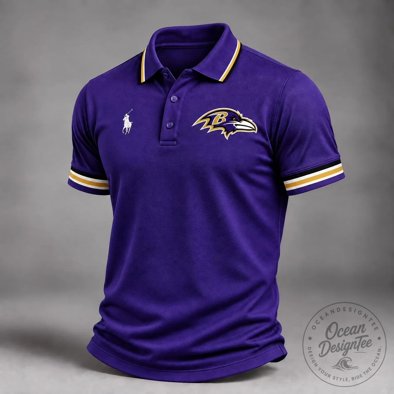 Baltimore Ravens NFL Football Team Logo Purple Polo Shirt