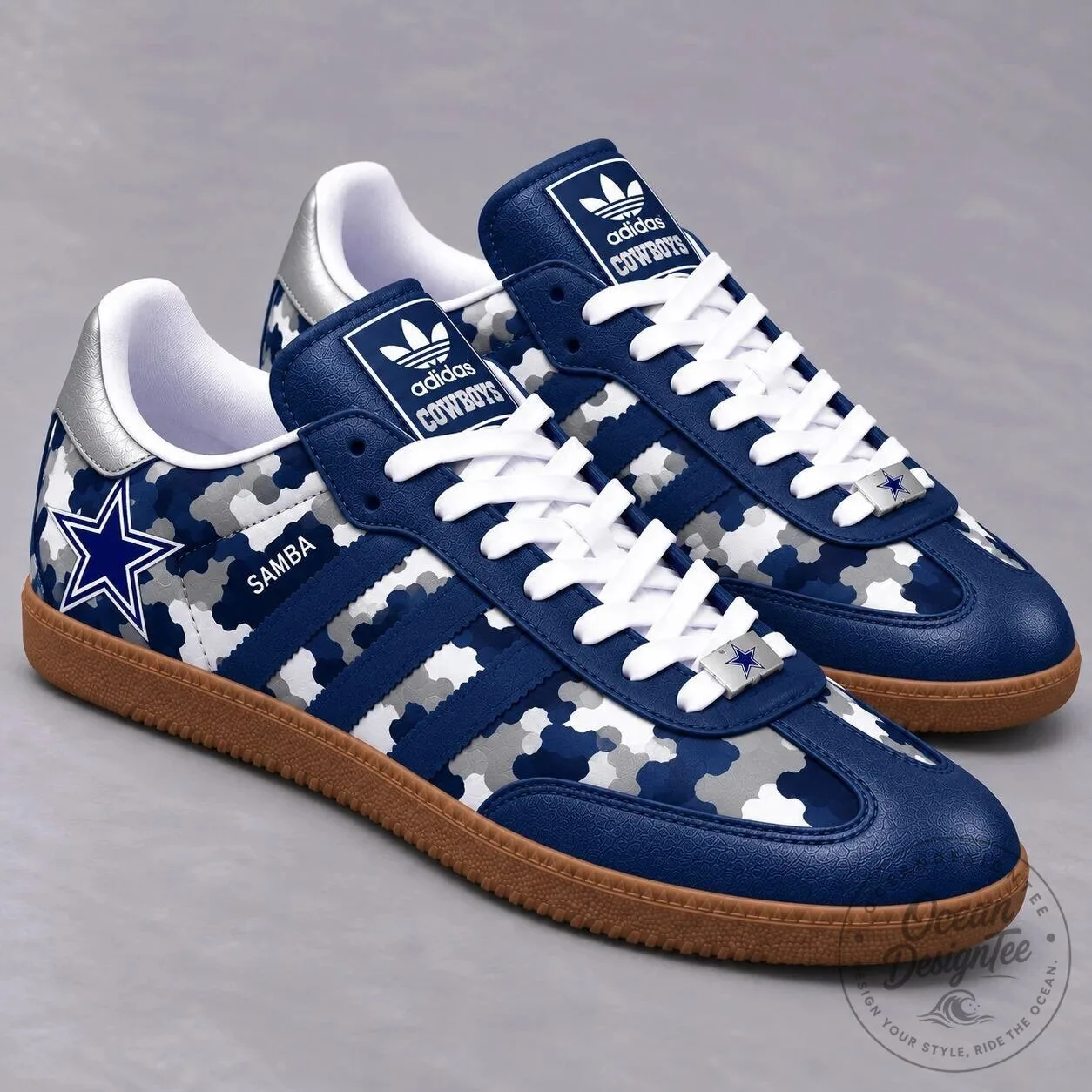 Dallas Cowboys Camouflage Pattern Blue and White Samba Style Shoes