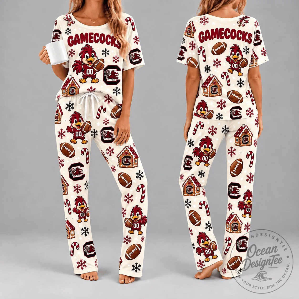 Women's Christmas Pajama Set featuring South Carolina Gamecocks Design 1 Women's Christmas Pajama Set featuring South Carolina Gamecocks Design
