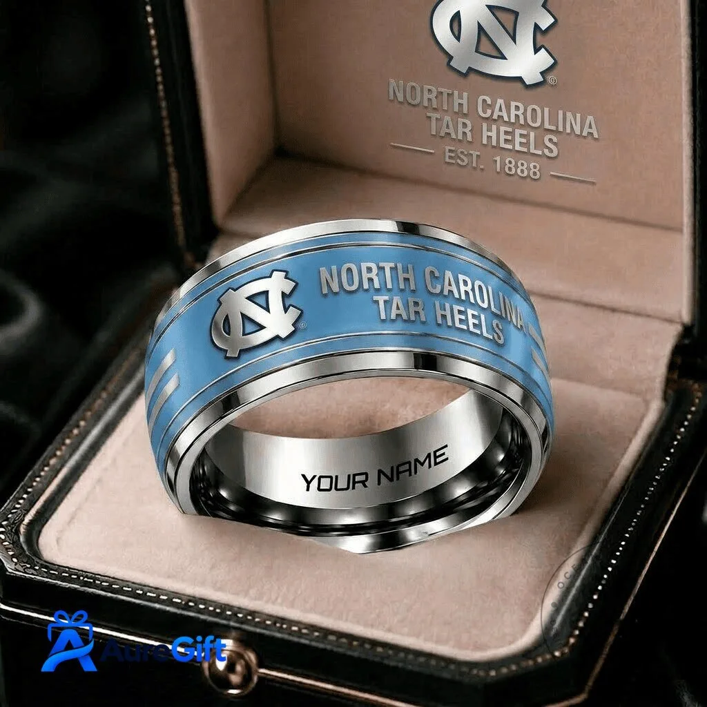 North Carolina Tar Heels NCAA Personalized Engraved Stainless Steel Ring