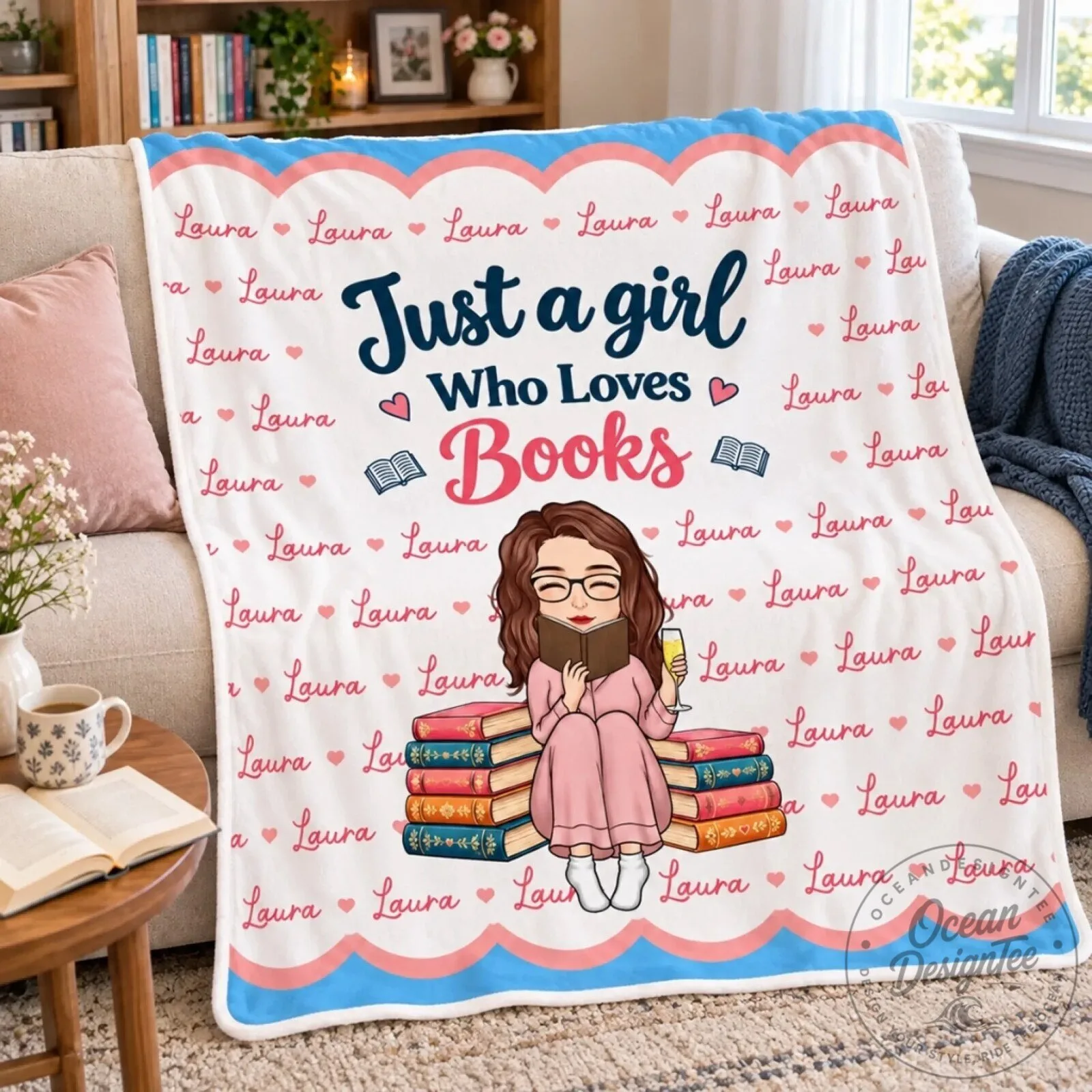Personalized Just A Girl Who Loves Books Custom Name Blanket 16 Personalized Just A Girl Who Loves Books Custom Name Blanket