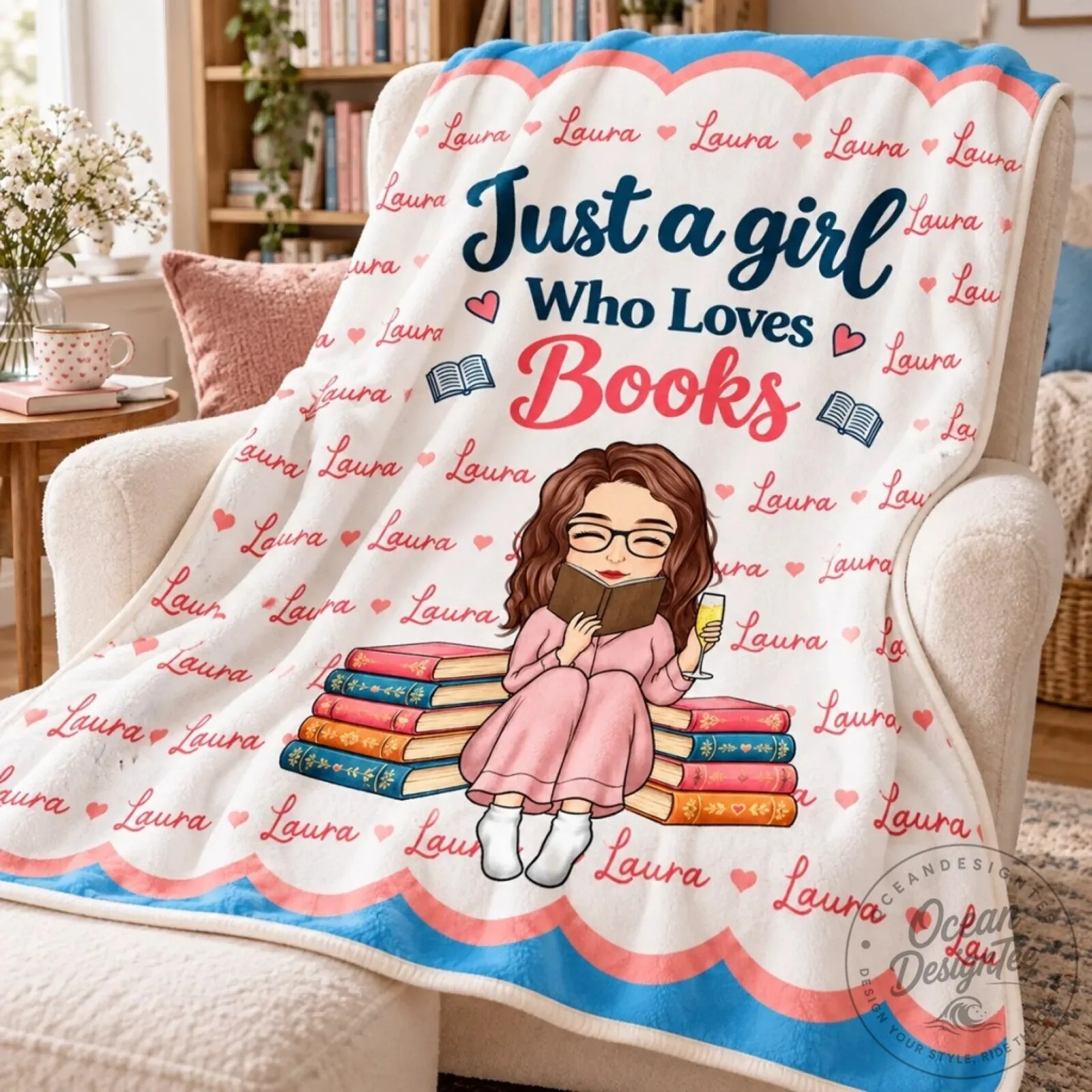 Personalized Just A Girl Who Loves Books Custom Name Blanket 17 Personalized Just A Girl Who Loves Books Custom Name Blanket