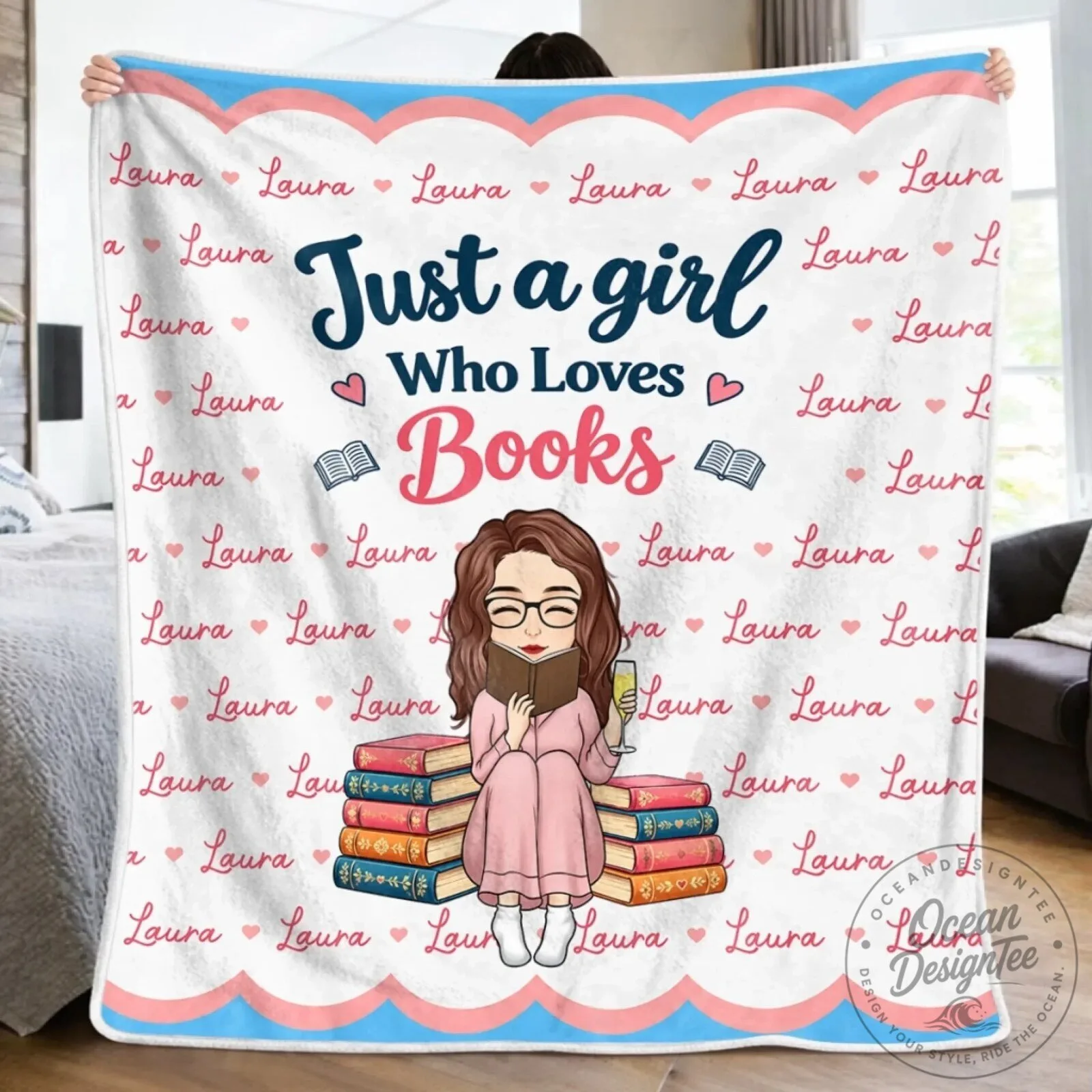 Personalized Just A Girl Who Loves Books Custom Name Blanket 20 Personalized Just A Girl Who Loves Books Custom Name Blanket