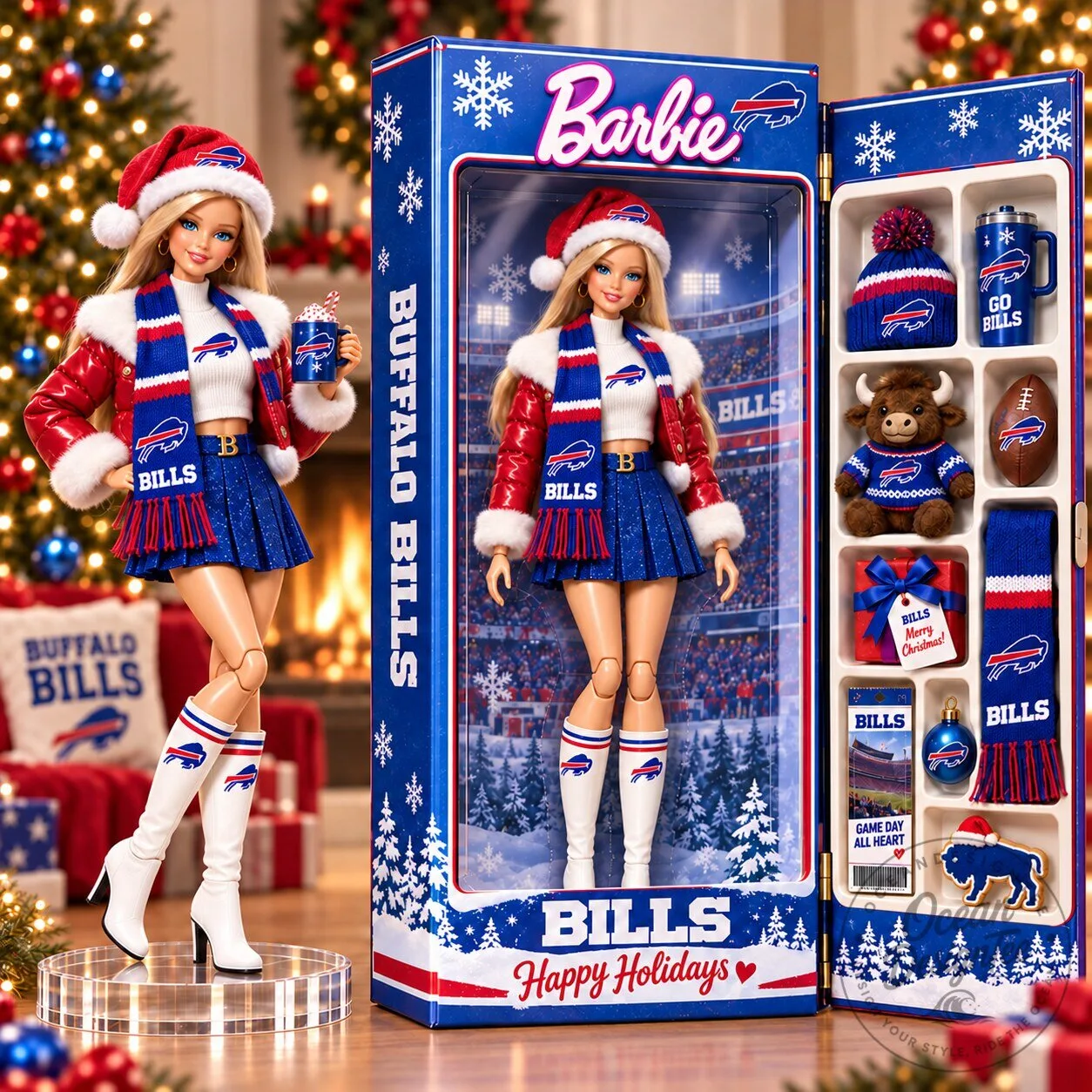 Buffalo Bills Barbie Doll Collectible Christmas Holiday Figurine