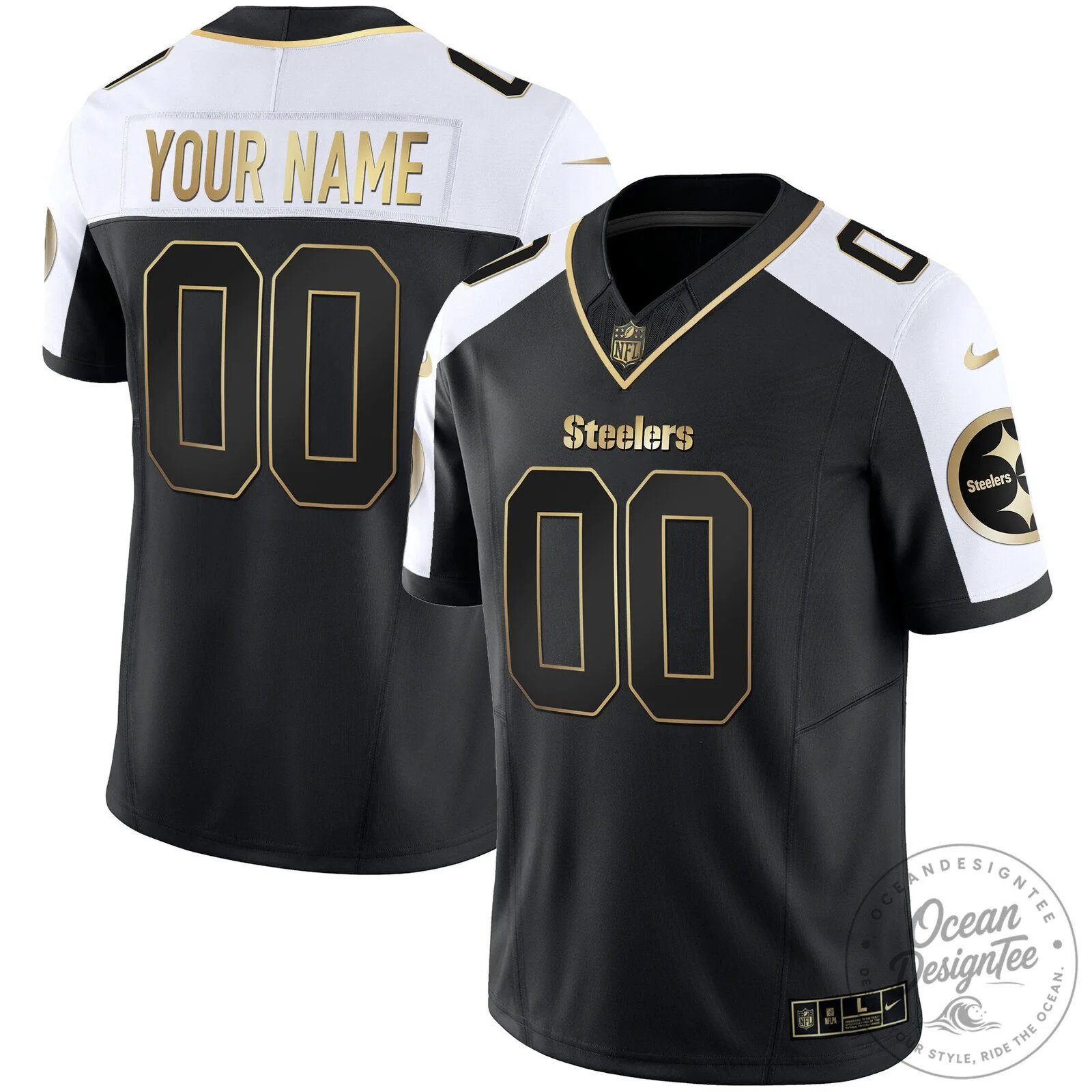 Pittsburgh Steelers Black and Gold Vapor Custom Football Jersey 8 Pittsburgh Steelers Black and Gold Vapor Custom Football Jersey