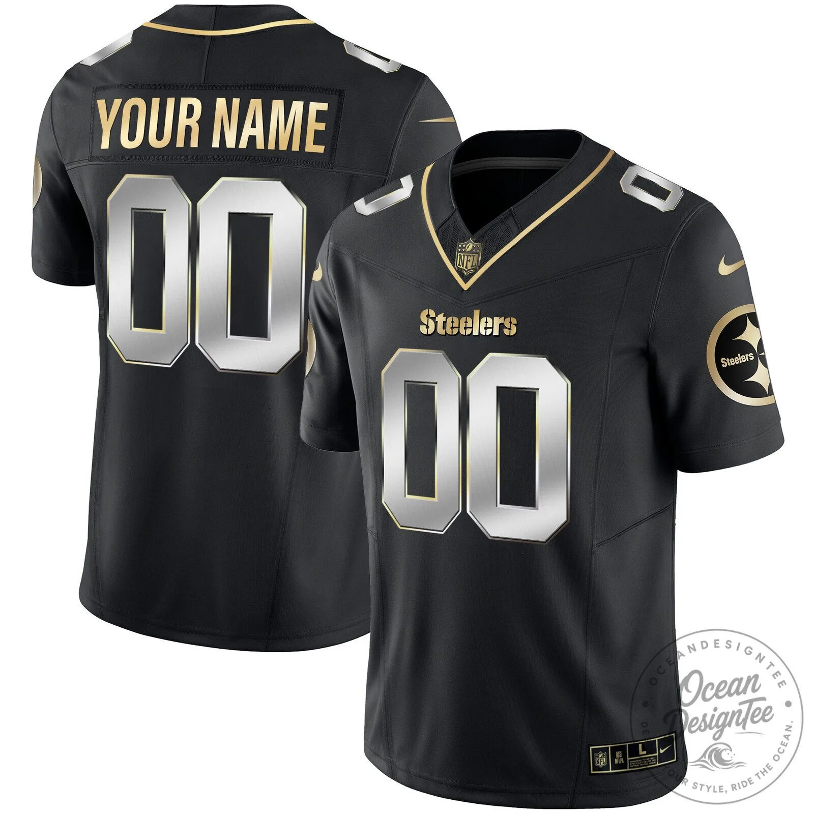 Pittsburgh Steelers Black and Gold Vapor Custom Football Jersey 9 Pittsburgh Steelers Black and Gold Vapor Custom Football Jersey