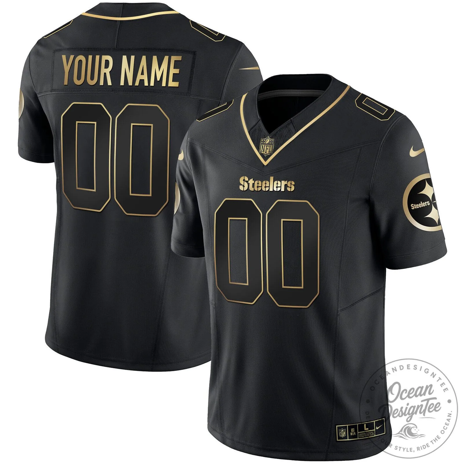 Pittsburgh Steelers Black and Gold Vapor Custom Football Jersey 10 Pittsburgh Steelers Black and Gold Vapor Custom Football Jersey