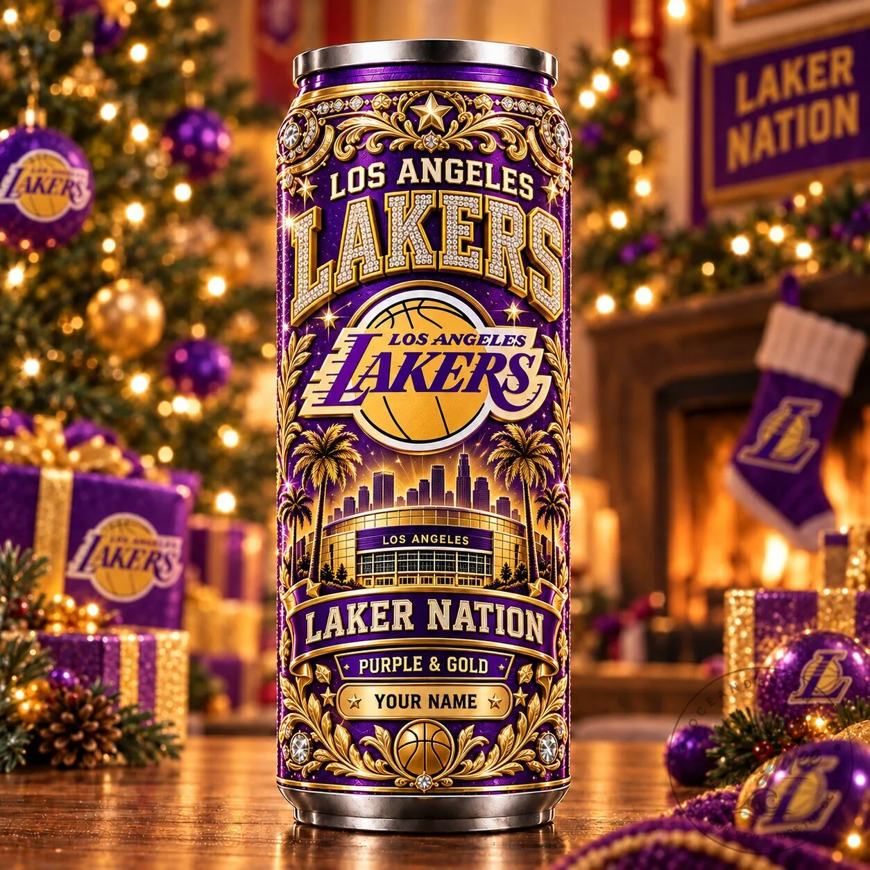 Los Angeles Lakers NBA Basketball Team Purple and Gold Can Tumbler