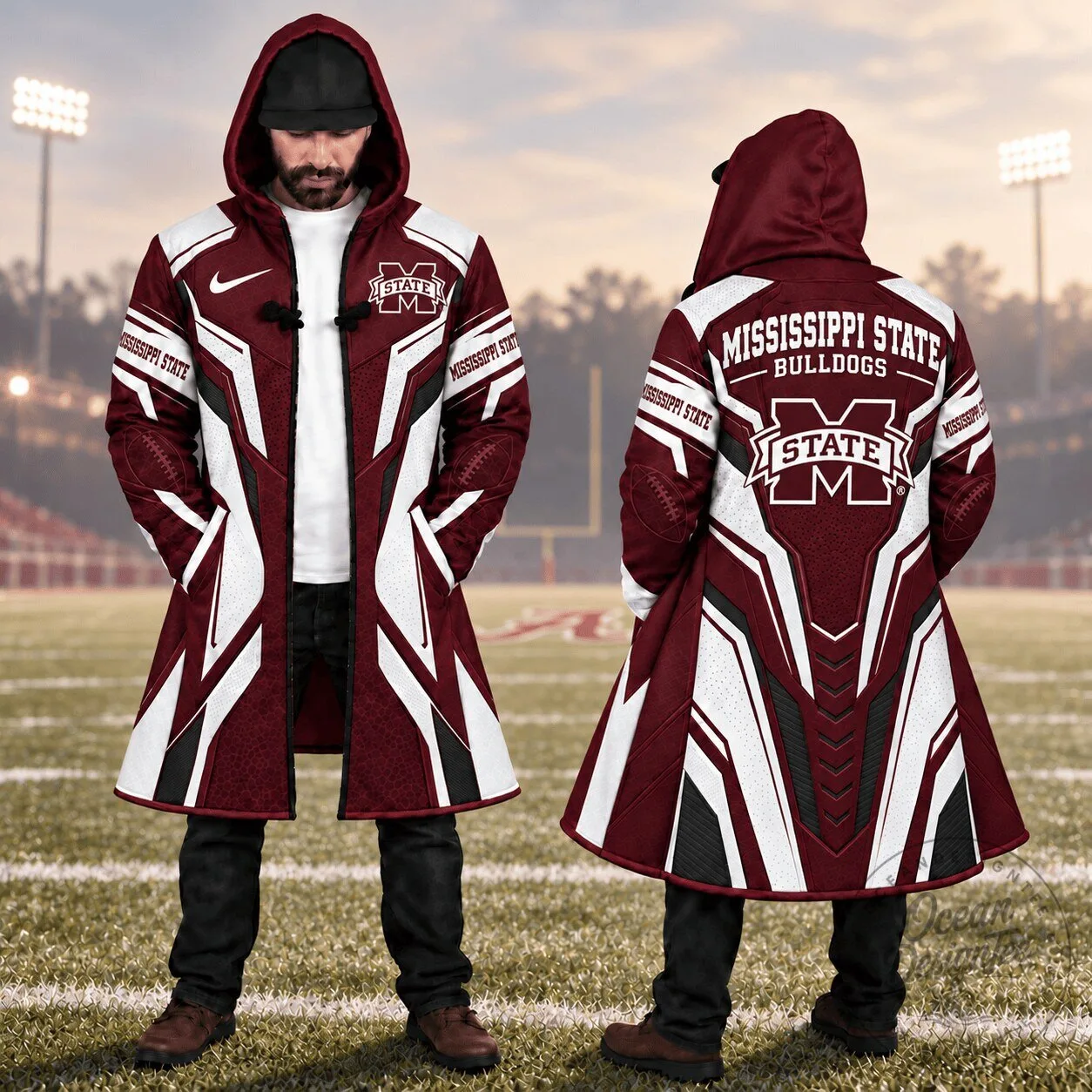 Mississippi State Bulldogs Football Team Fanwear Long Cloak Jacket