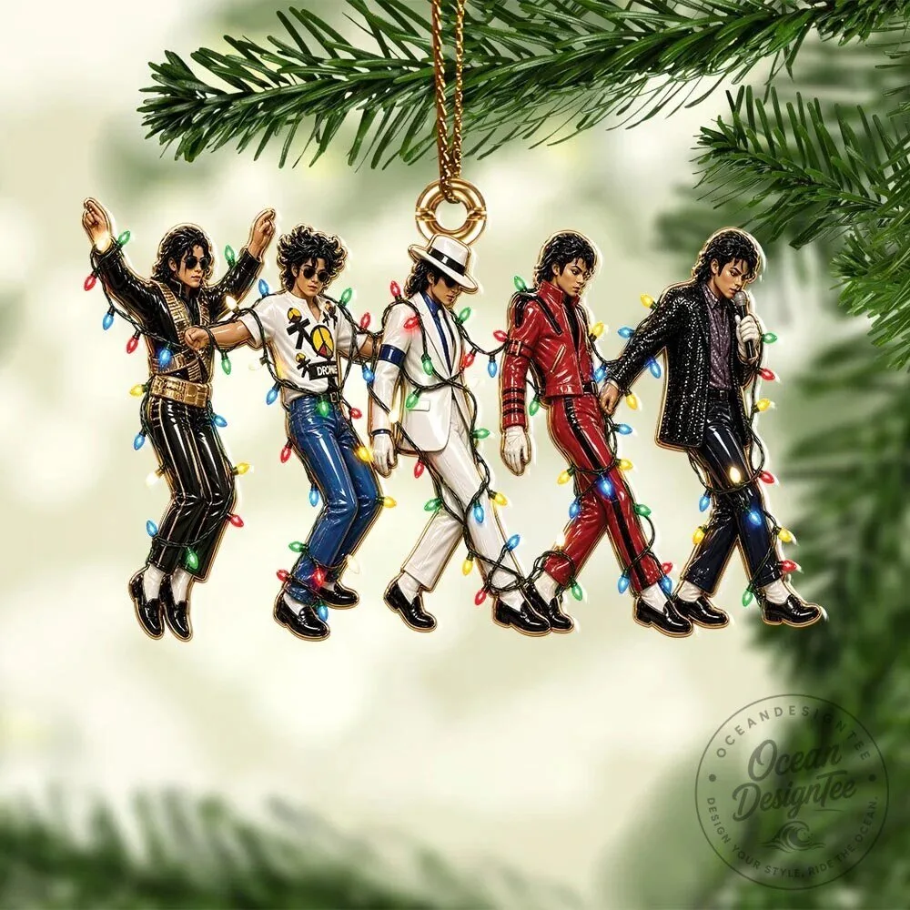 Michael Jackson Christmas Lights King of Pop Holiday Acrylic Ornament