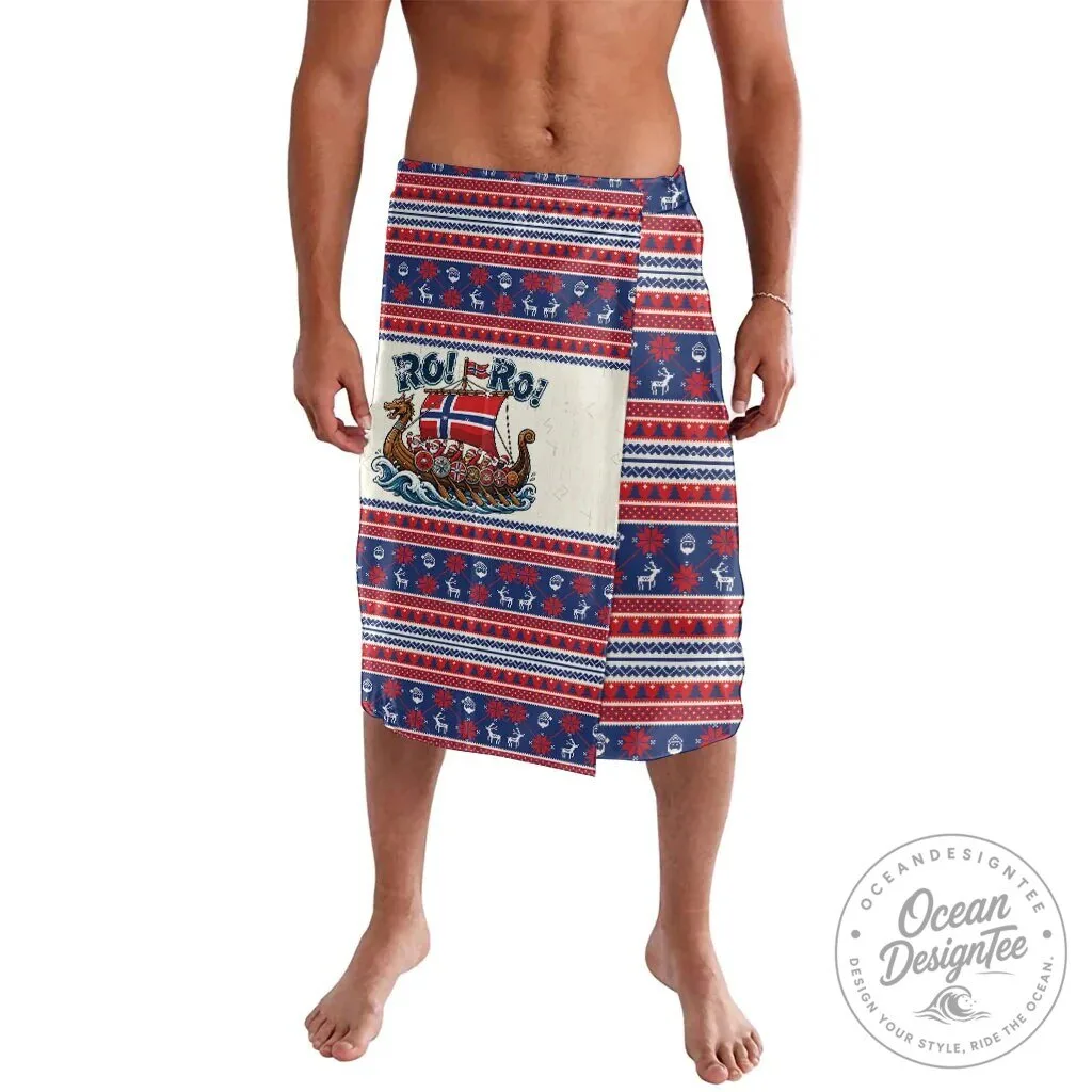 Norway Christmas Viking Ship Ro Ro Santa Claus Pattern Beach Towel