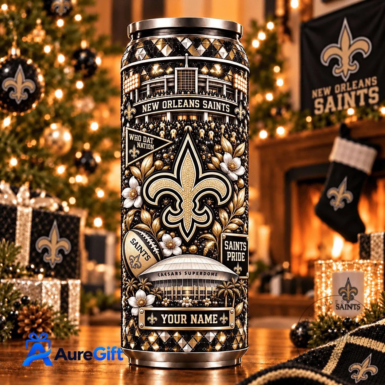 New Orleans Saints Personalized Football Team Stainless Steel Can Tumbler 5 New Orleans Saints Personalized Football Team Stainless Steel Can Tumbler