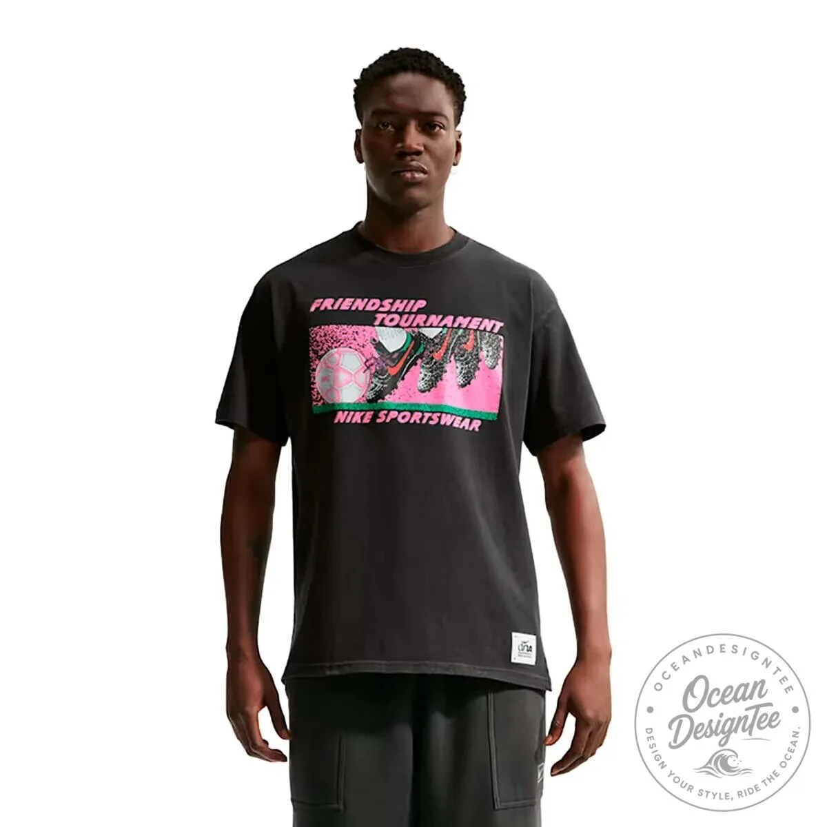 Nike Sportswear Friendship Tournament Soccer Ball and Cleats T-Shirt