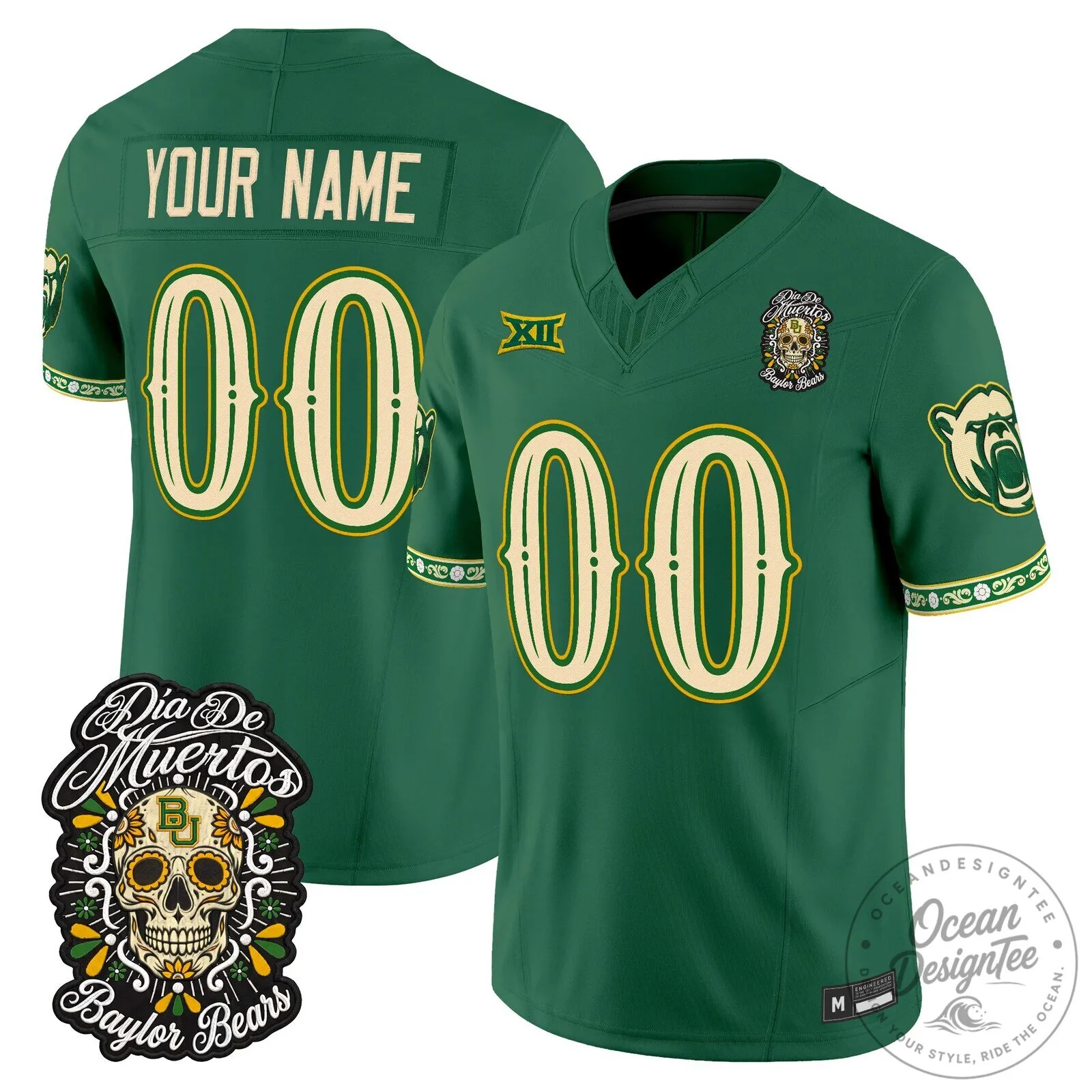 Baylor Bears Dia de los Muertos Custom Football Jersey 4 Baylor Bears Dia de los Muertos Custom Football Jersey