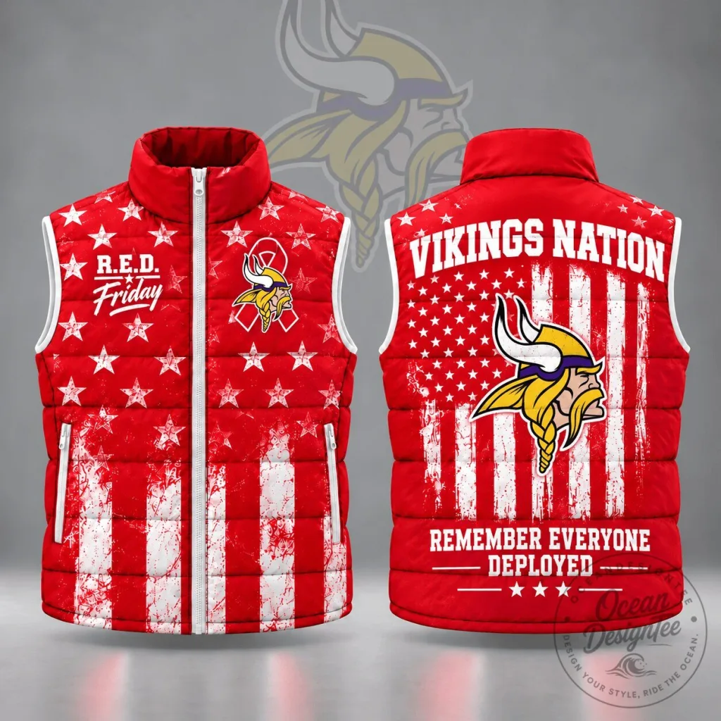 Minnesota Vikings Remember Everyone Deployed R.E.D. Friday Stars and Stripes Vest Minnesota Vikings Remember Everyone Deployed R.E.D. Friday Stars and Stripes Vest