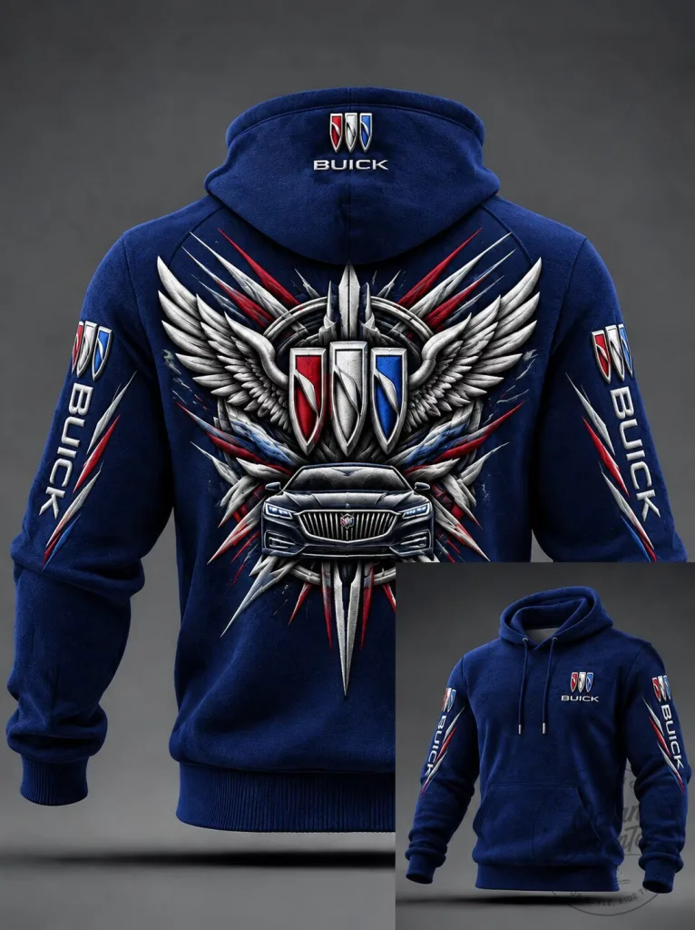 Buick Car Logo Emblem American Flag Wings Graphic Design Hoodie
