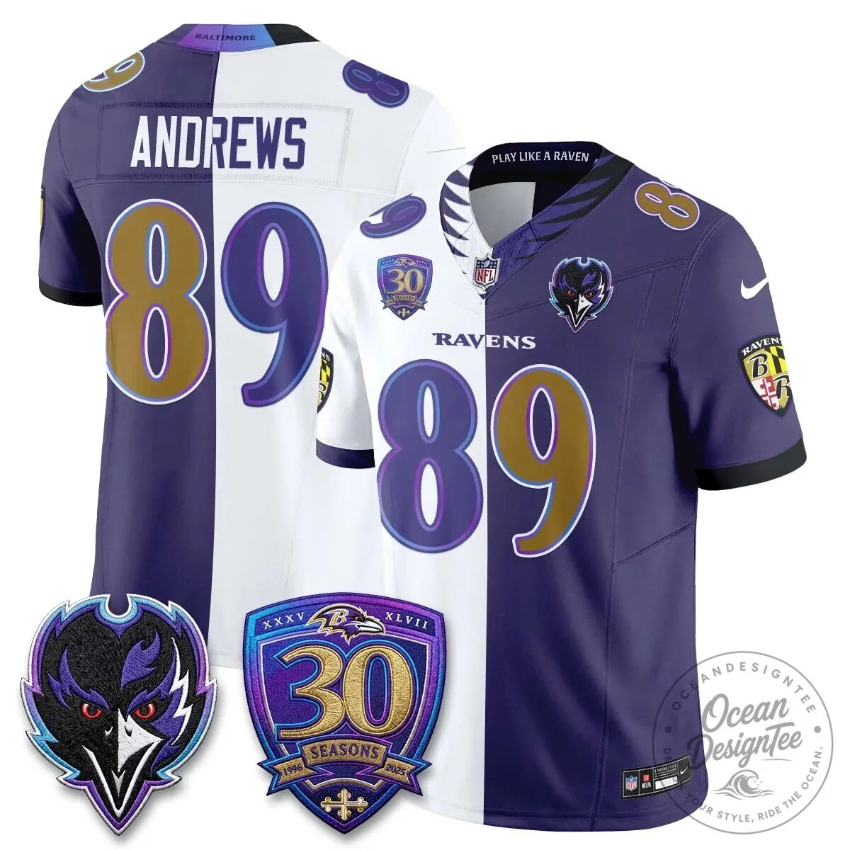 Lamar Jackson Baltimore Ravens Purple White Split Vapor Football Jersey 49 Lamar Jackson Baltimore Ravens Purple White Split Vapor Football Jersey