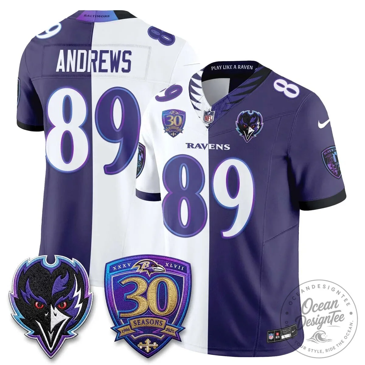 Lamar Jackson Baltimore Ravens Purple White Split Vapor Football Jersey 59 Lamar Jackson Baltimore Ravens Purple White Split Vapor Football Jersey