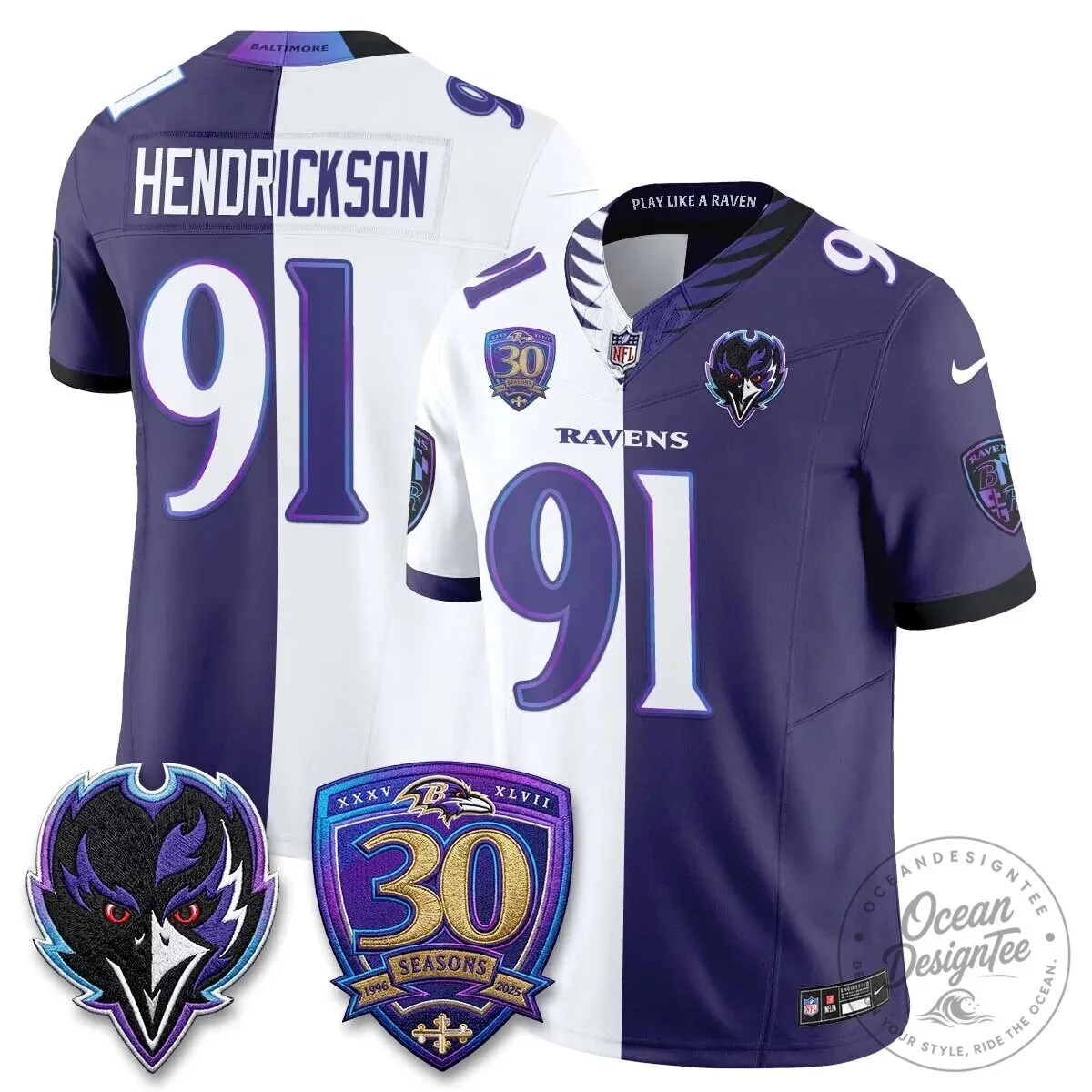Lamar Jackson Baltimore Ravens Purple White Split Vapor Football Jersey 61 Lamar Jackson Baltimore Ravens Purple White Split Vapor Football Jersey