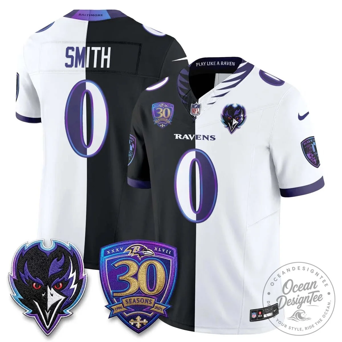 Lamar Jackson Baltimore Ravens Purple White Split Vapor Football Jersey 68 Lamar Jackson Baltimore Ravens Purple White Split Vapor Football Jersey