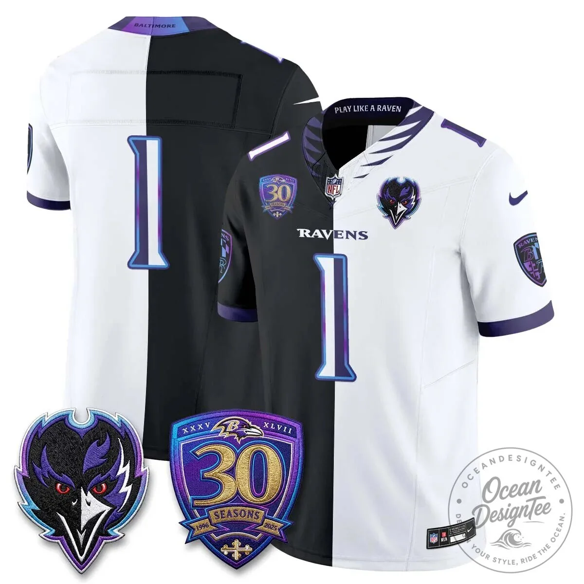 Lamar Jackson Baltimore Ravens Purple White Split Vapor Football Jersey 72 Lamar Jackson Baltimore Ravens Purple White Split Vapor Football Jersey