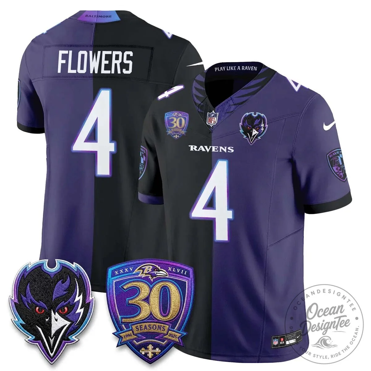 Lamar Jackson Baltimore Ravens Purple White Split Vapor Football Jersey 76 Lamar Jackson Baltimore Ravens Purple White Split Vapor Football Jersey