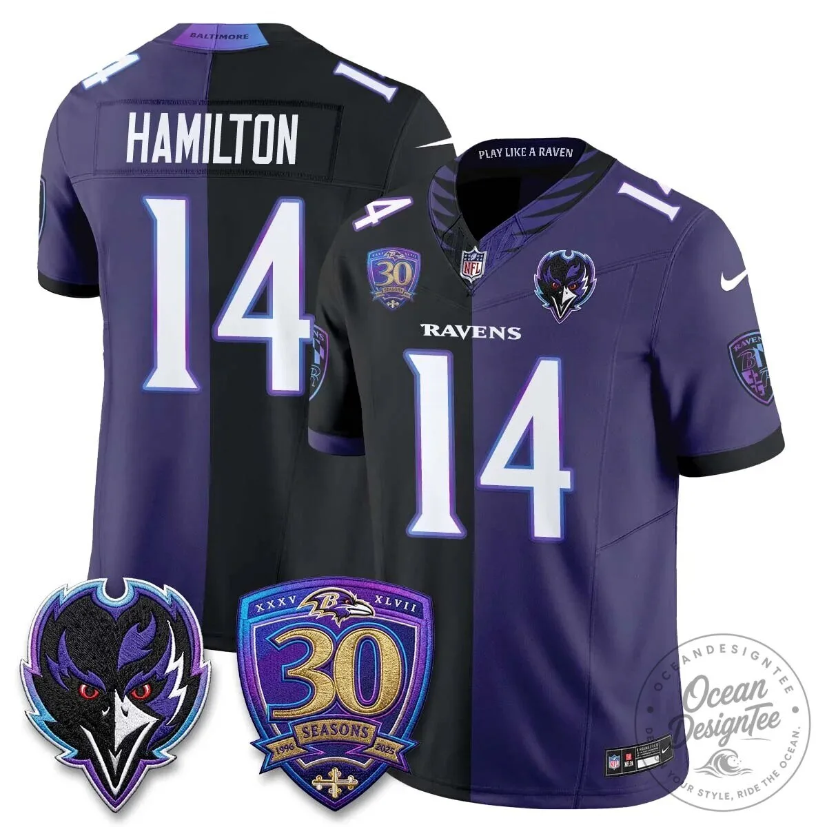 Lamar Jackson Baltimore Ravens Purple White Split Vapor Football Jersey 77 Lamar Jackson Baltimore Ravens Purple White Split Vapor Football Jersey