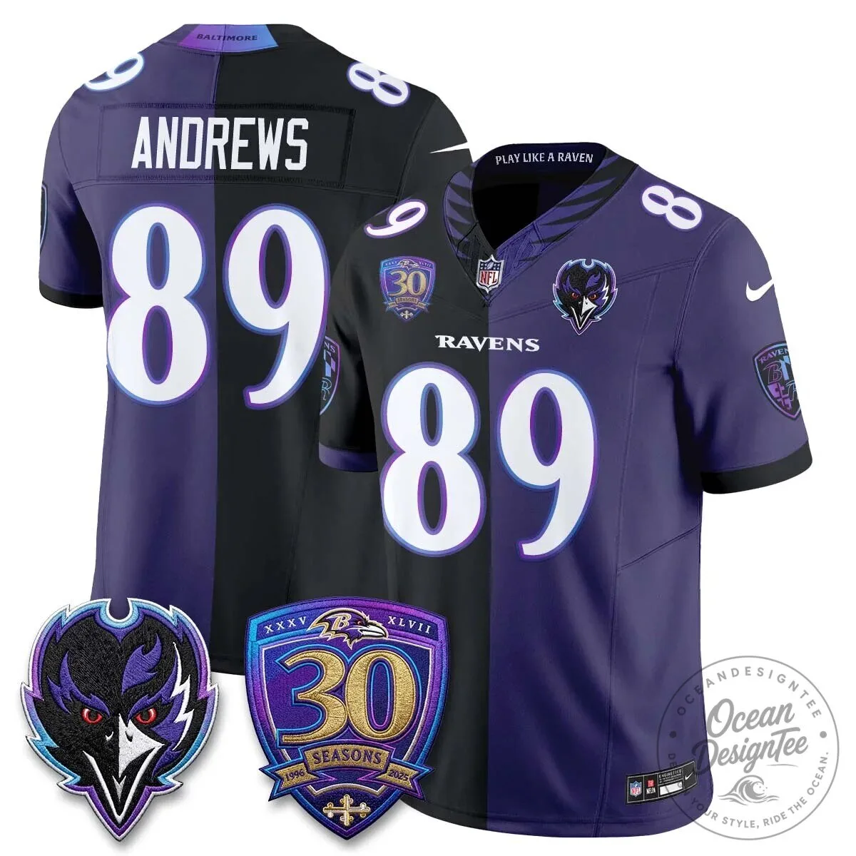 Lamar Jackson Baltimore Ravens Purple White Split Vapor Football Jersey 79 Lamar Jackson Baltimore Ravens Purple White Split Vapor Football Jersey