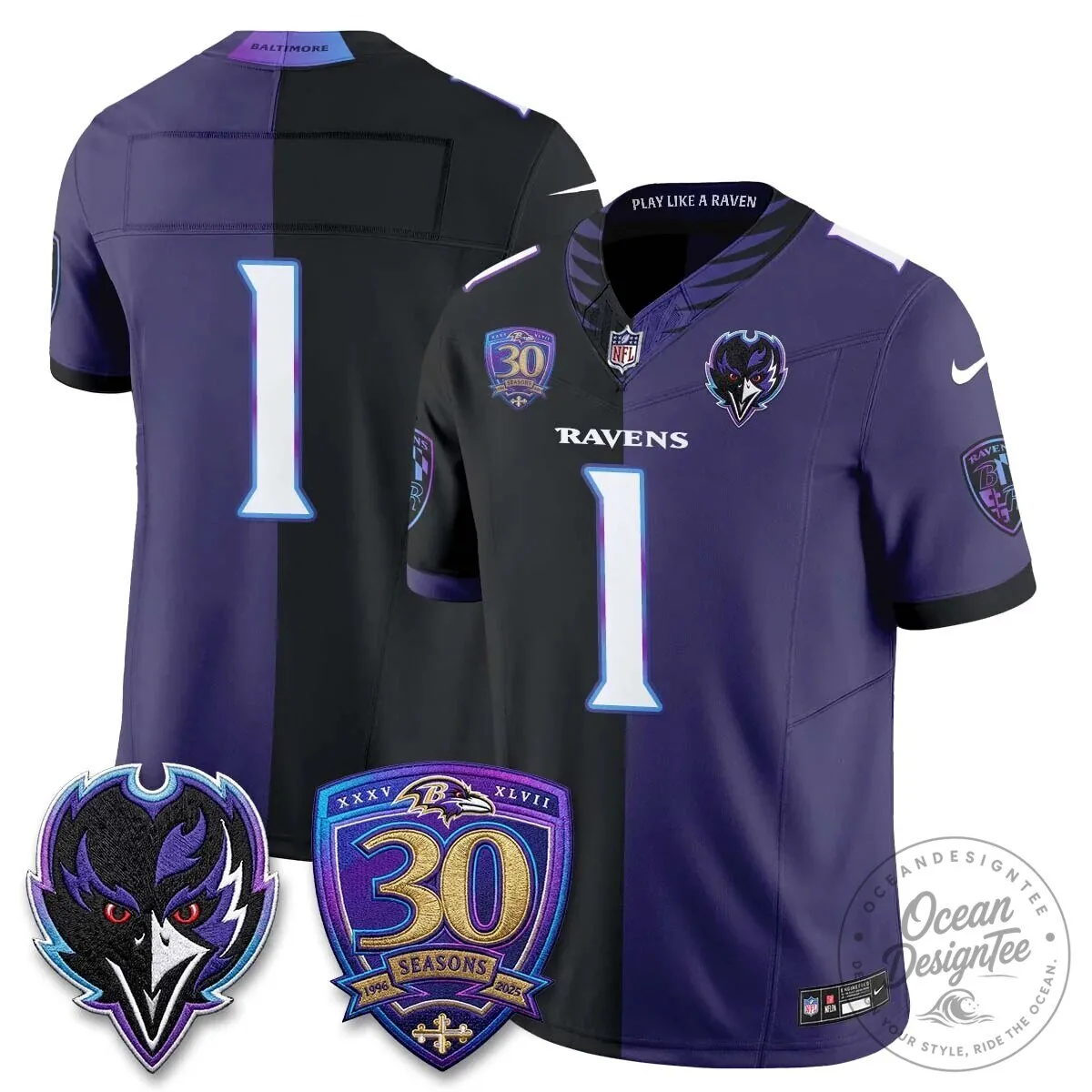 Lamar Jackson Baltimore Ravens Purple White Split Vapor Football Jersey 82 Lamar Jackson Baltimore Ravens Purple White Split Vapor Football Jersey