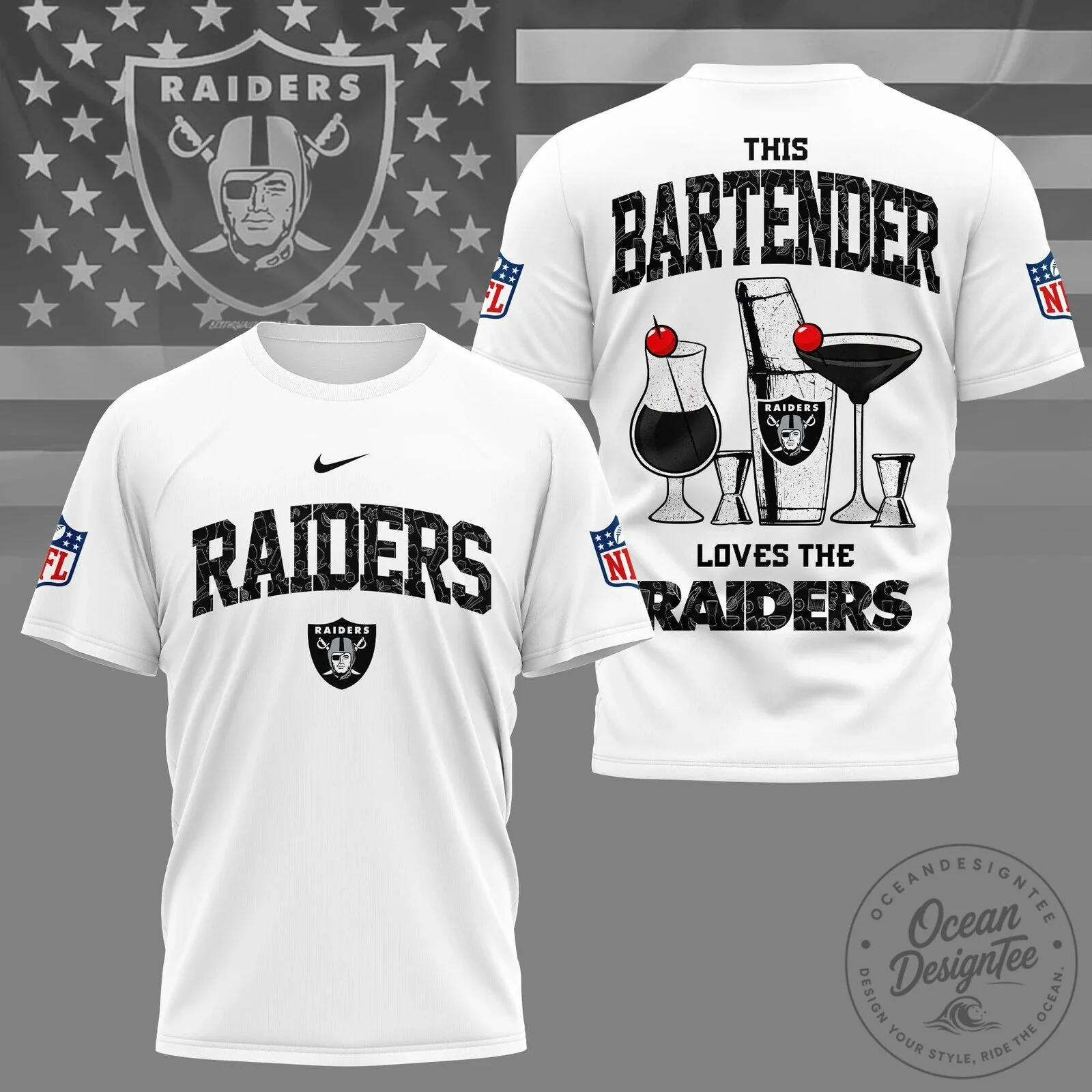 Las Vegas Raiders NFL Fan Bartender Shirt – Football Team Supporter T-Shirt
